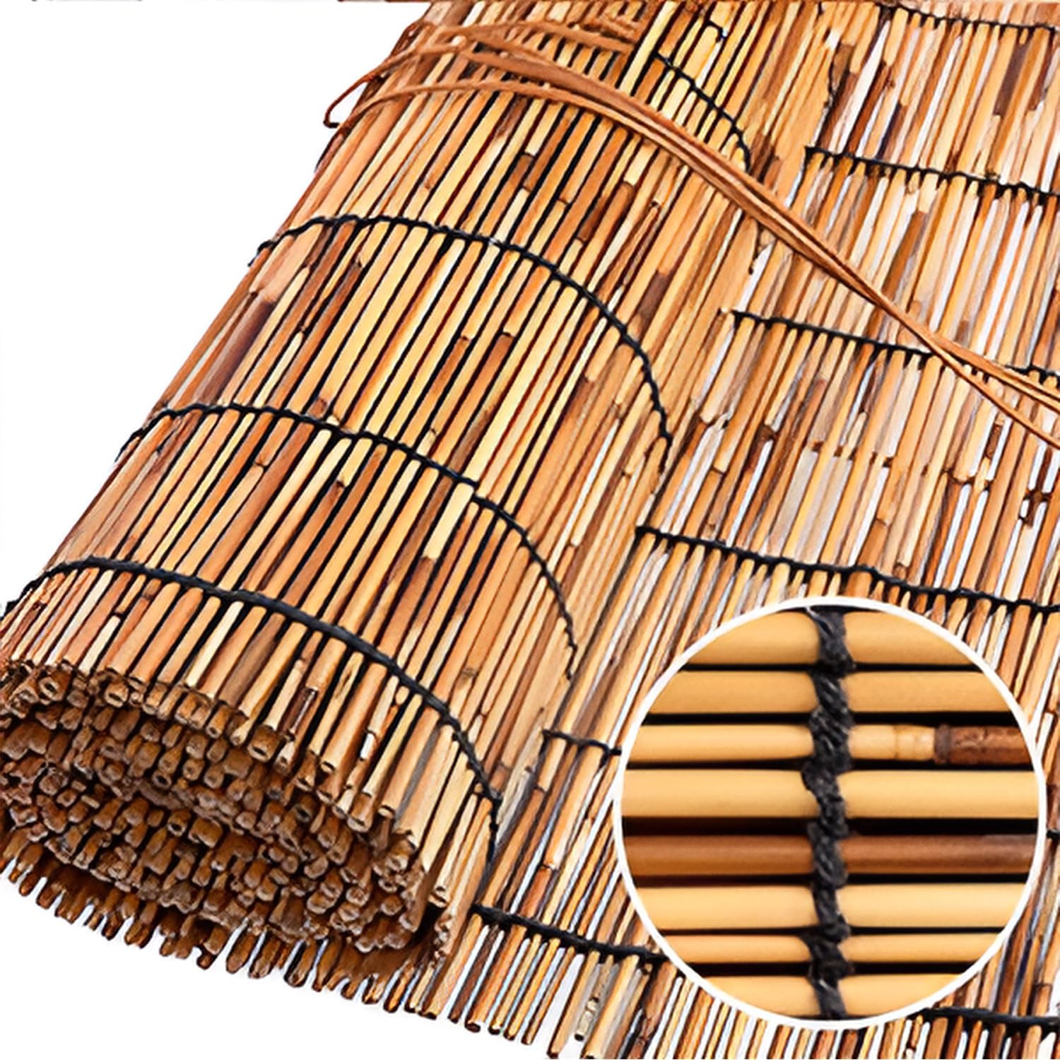 Brise-Vue en Bambou Naturel, 130 Cm × 1 000 Cm, Clôture en Roseau Écologique, Clôture Décorative pour Balcon, Cloison De Jardin(70x600cm(2.3x19.7FT))