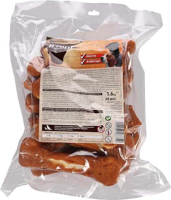 Flamingo R'HIDE Bones with Chicken, 15 cm, Pack of 16, 1.6 kg