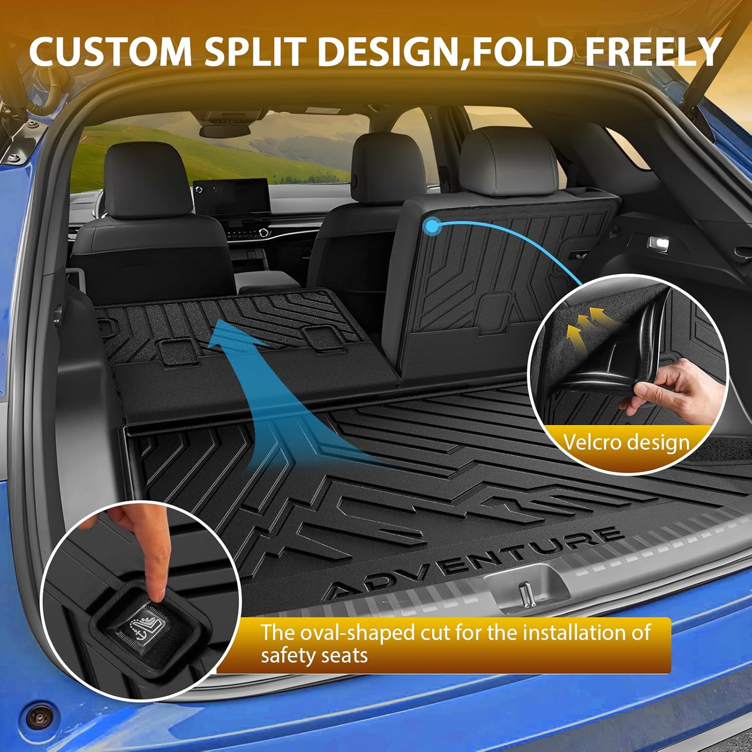 Powerty Floor Mat for Honda Prologue & Chevrolet Blazer EV 2024 2025 2026, All Weather TPE Custom Trunk Cargo Mat Liner with Backrest Mat Replacement for Honda Prologue Accessories - Image 2