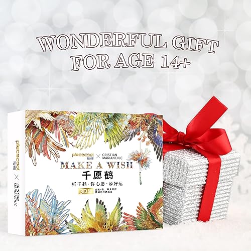 Miniatura 9 de Rompecabezas 3D para adultos, kit de modelos de grúas de metal, grúas de deseos Piececool - amuleto de riqueza, rompecabezas de metal 3D desafiantes