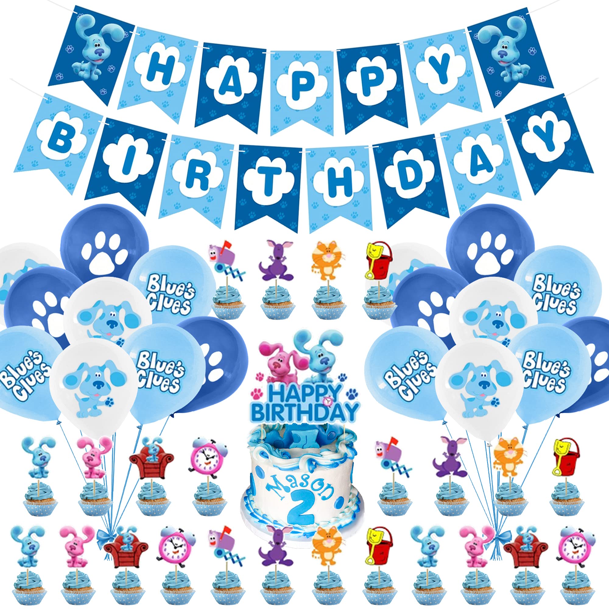 Buy Blues Birthday Party Supplies, Blues Birthday Decorations Set,Happy Birthday Banner,Cupcake ...