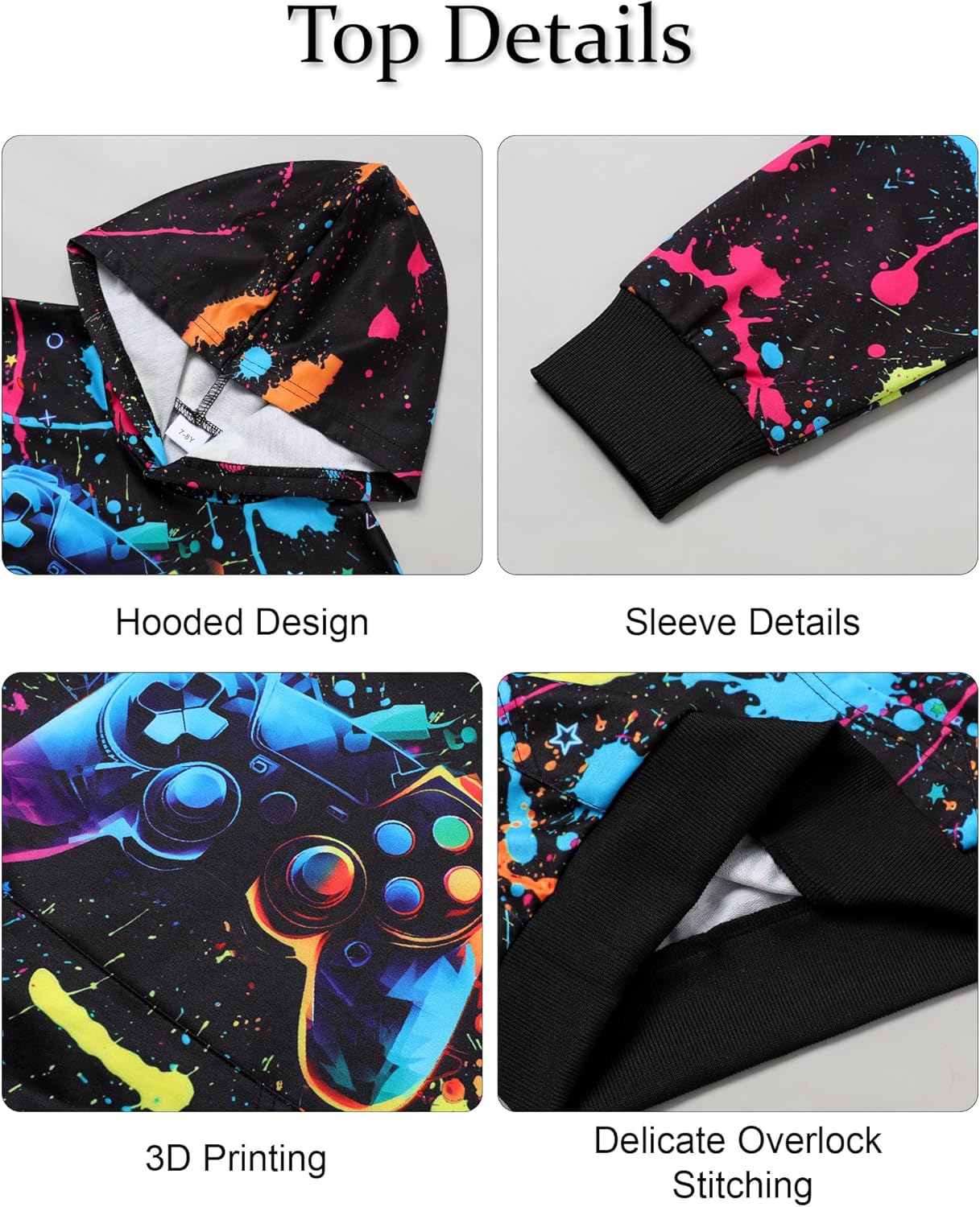 Boy 2 Pcs Clothes Cool 3D Printing Long Sleeve Hoodie & Sweatpants Outfit for 5-12 Years - Image 2