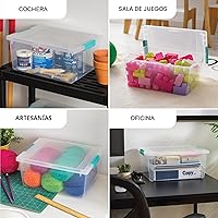 Vista 3 de IRIS USA - Contenedores de almacenamiento de plástico de 12 cuartos de galón con tapas, paquete de 4, pequeño contenedor sensorial, almacenamiento