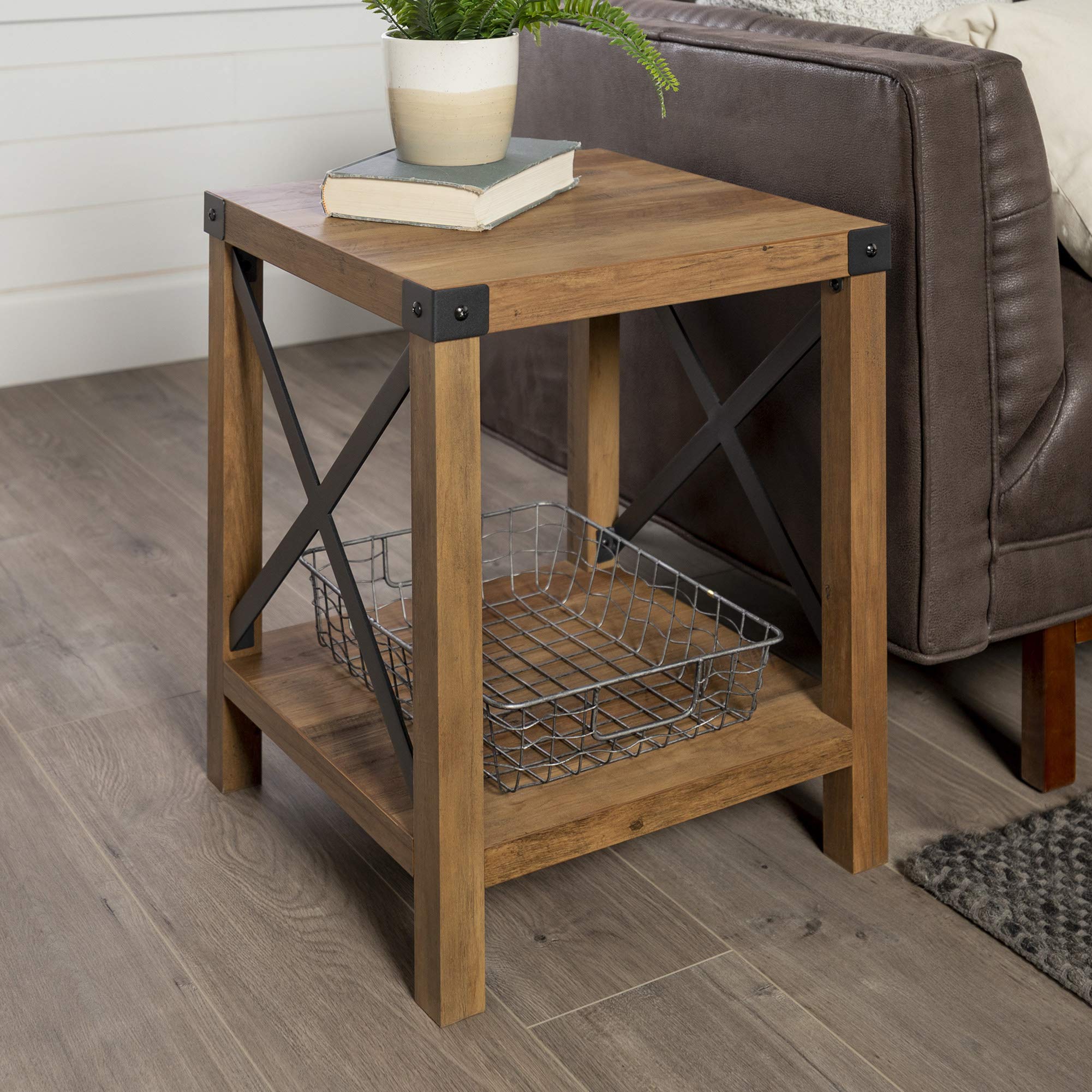 Buy Walker Edison Sedalia Modern Farmhouse Metal X Side Table, 18 Inch