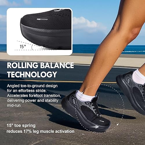 Miniatura 5 de JACKSHIBO Zapatos anchos con puntera ancha para mujer, con soporte de arco, para correr, caminar, atletismo, tenis, fascitis plantar ortopédica,