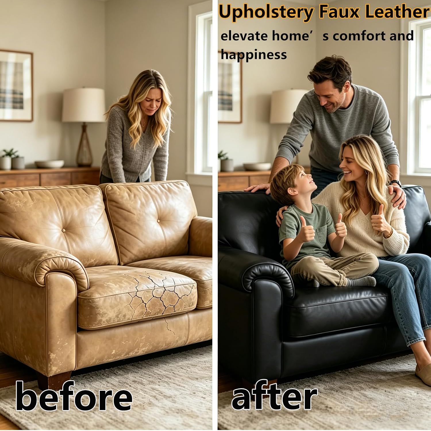 Faux Leather Fabric for Upholstery: Soft Smooth Black Faux Leather 54"x72" - Marine Vinyl Fabric Easy to Cut Waterproof Durable - Marine Vinyl Upholstery for DIY Outdoor Boat Car Sofa