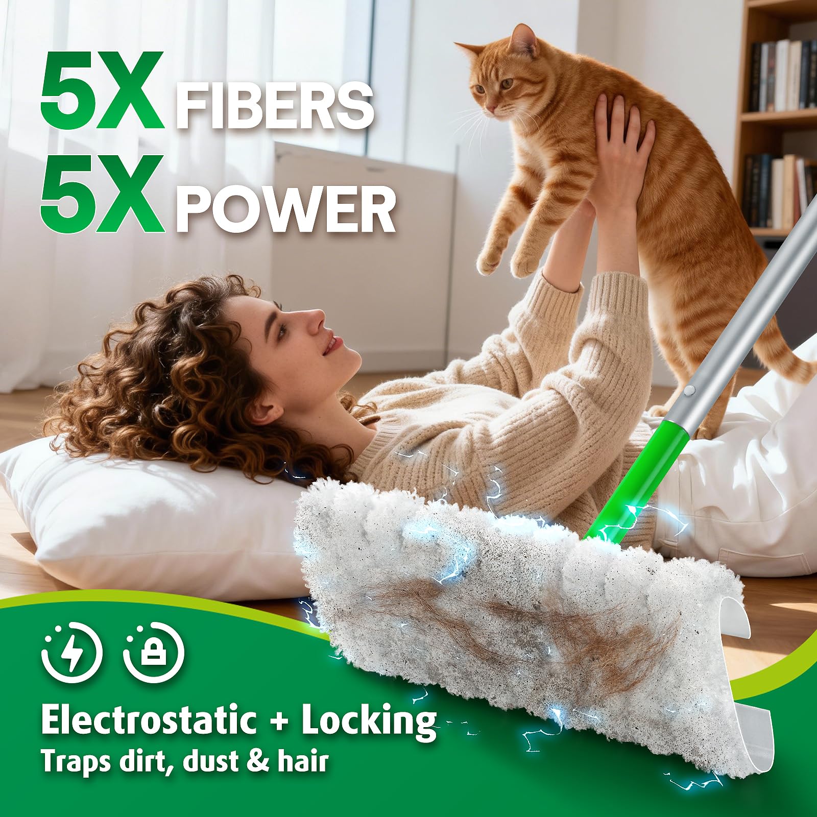 Almohadillas desechables mejoradas para fregona para mascotas compatibles con Swiffer paños de barrido seco, repuesto de plumero, herramientas desechables de limpieza del hogar, 60 unidades