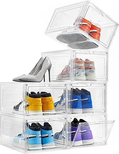 Miniatura 10 de Attelite Cajas de Zapatos de Plástico Transparente Extra Grandes - Organizador de Zapatos Apilable con Puerta Magnética, Caja de Exhibición con