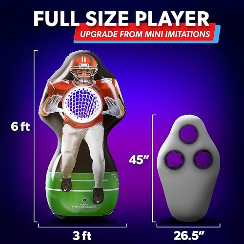 Miniatura 6 de GoSports Inflataman Football Challenge - Receptor inflable, juego de lanzamiento para touchdown, rojo