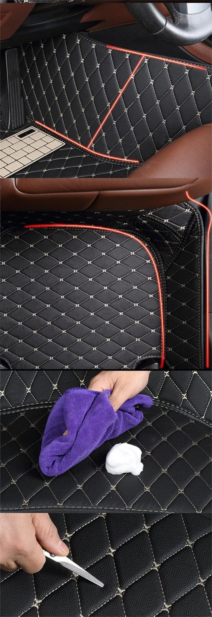 Tappetini Auto Tappetini Auto Personalizzati per Ford per Mustang 2011 2012 2013 2014 Tappetini Auto Copertura Automobile Tappeto (Color : Svart
