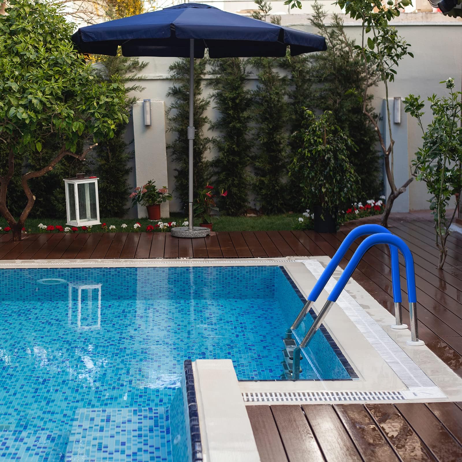 Moleney Cubierta para pasamanos de piscina, antideslizante, funda de agarre para barandilla de piscina, funda de agarre de seguridad con cremallera (6 pies, azul rey)