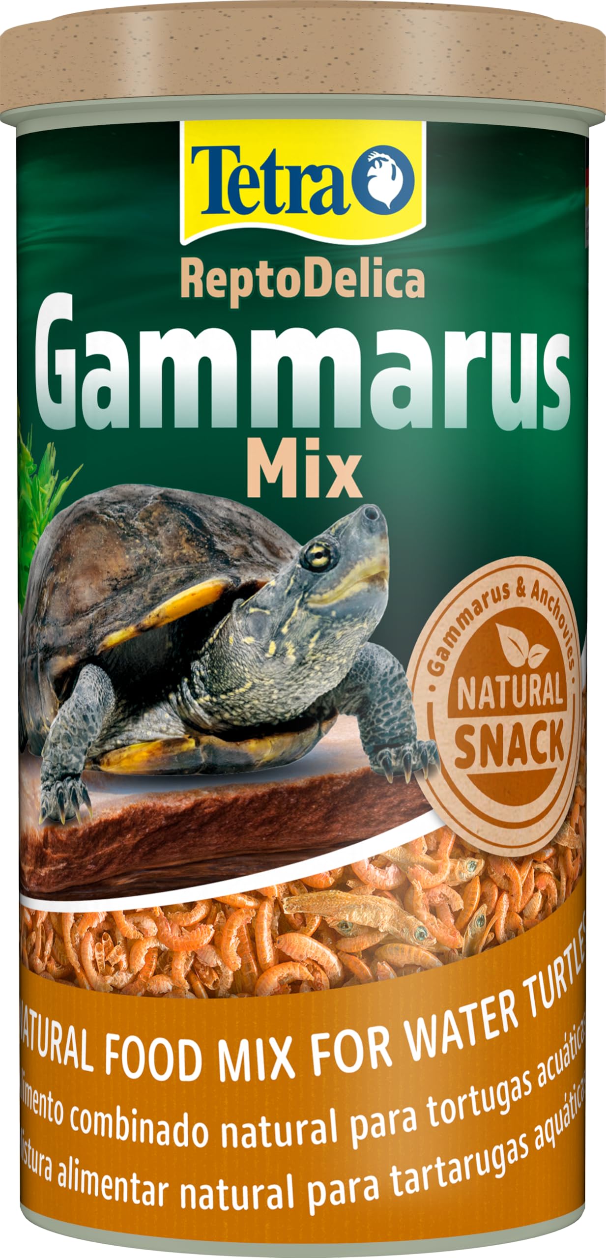 Tetra Gammarus Mix 1 L - Snack natural para tortugas acuáticas, 1 L | Con minerales, fibras y proteínas naturales | Anchoas y gammarus | Proceso de secado delicado