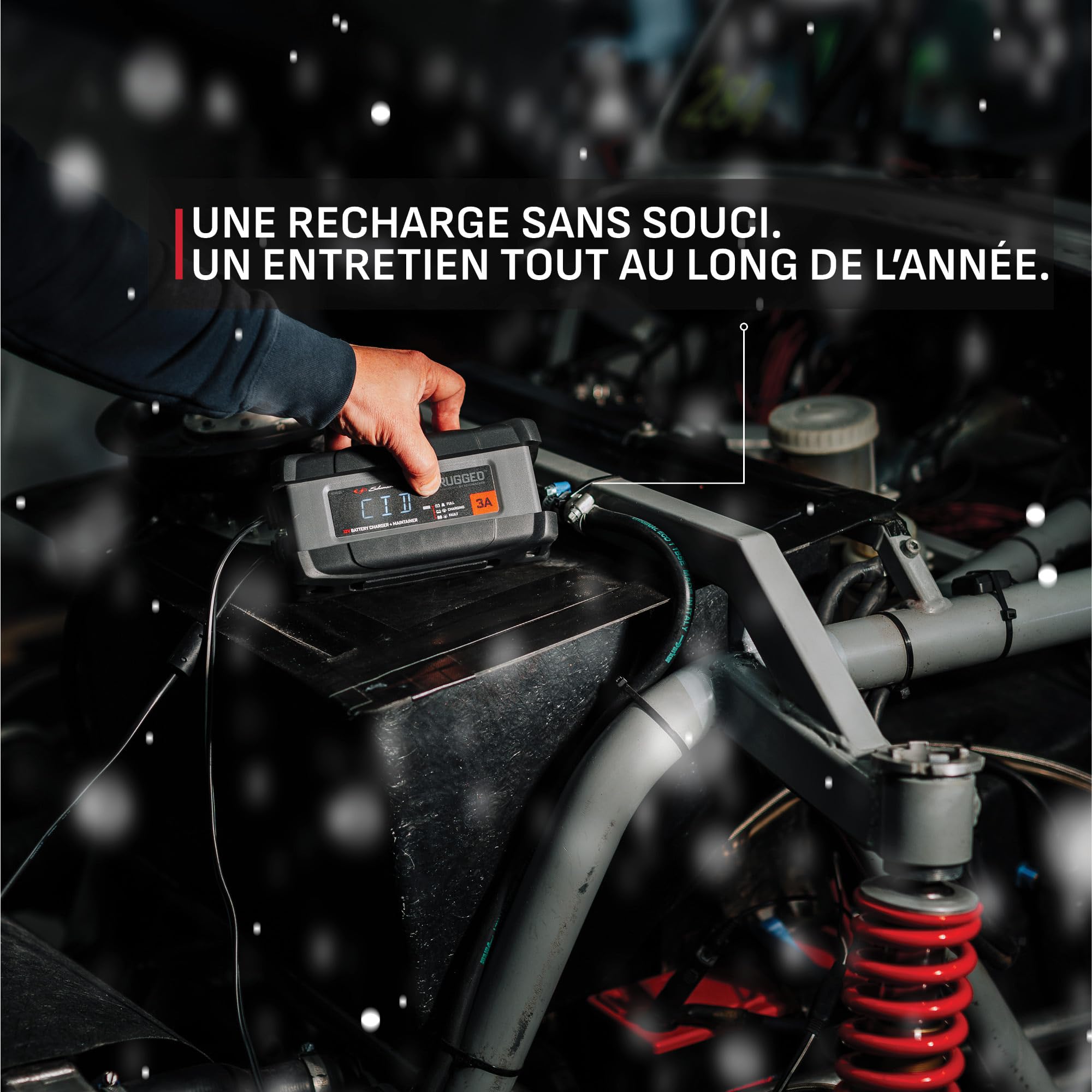 Schumacher Rugged SPX 458 Chargeur - Maintien Charge Automatique Intelligent 12V, 3A - pour Moto, Voiture, Bateau, Jet-Ski, Quad, Tondeuse, Mini Tracteur - IP54 (poussière et humidité ambiante)