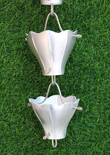 KAM Home - Cadena redonda de lluvia de aluminio de calidad gruesa y pura con kit de instalación (8.5 pies, negro)