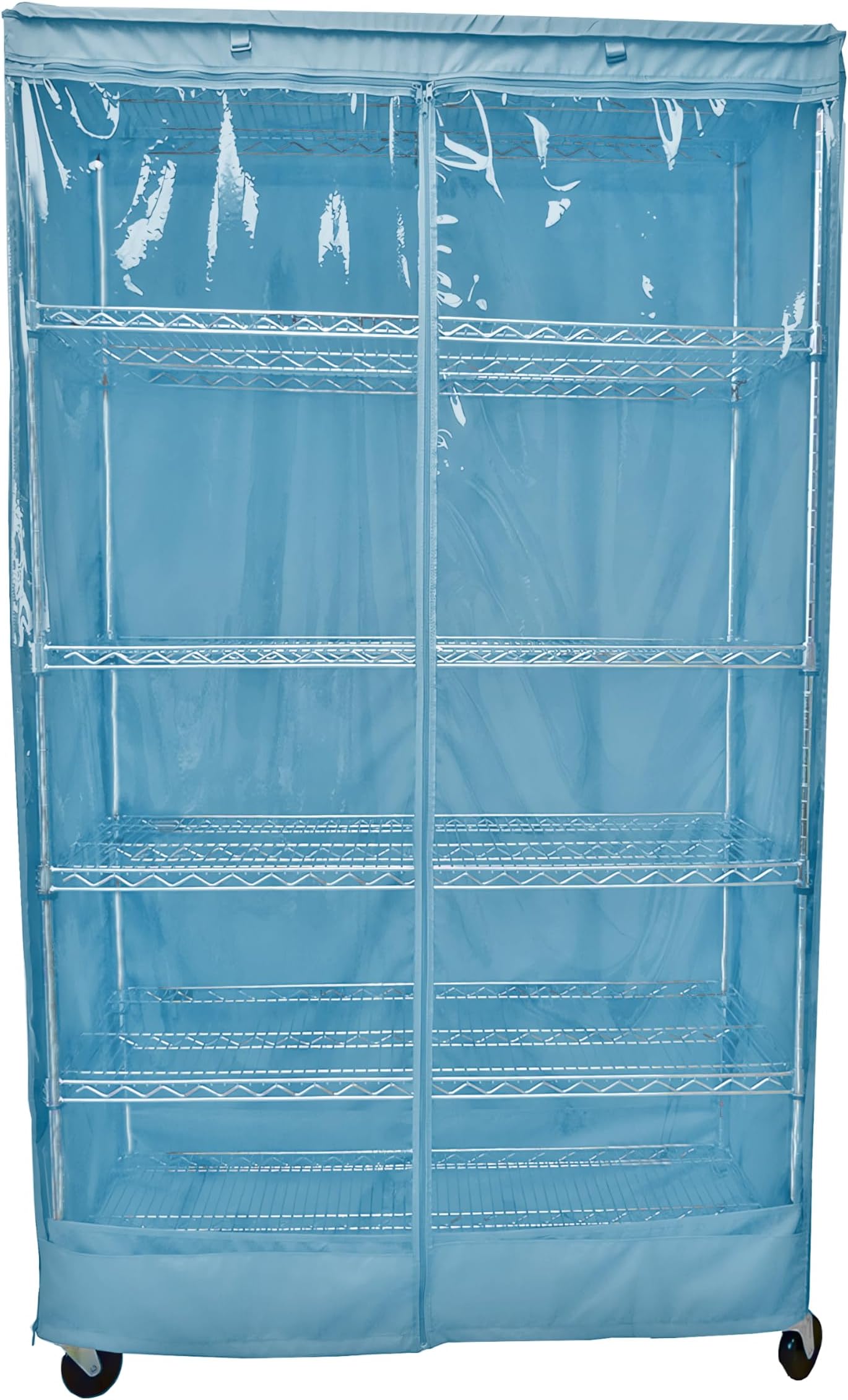 Formosa CoversStorage Shelving Rack Cover with One See Through PVC Panel in Color Glacier Blue (36" W x 18" D x 72" H)