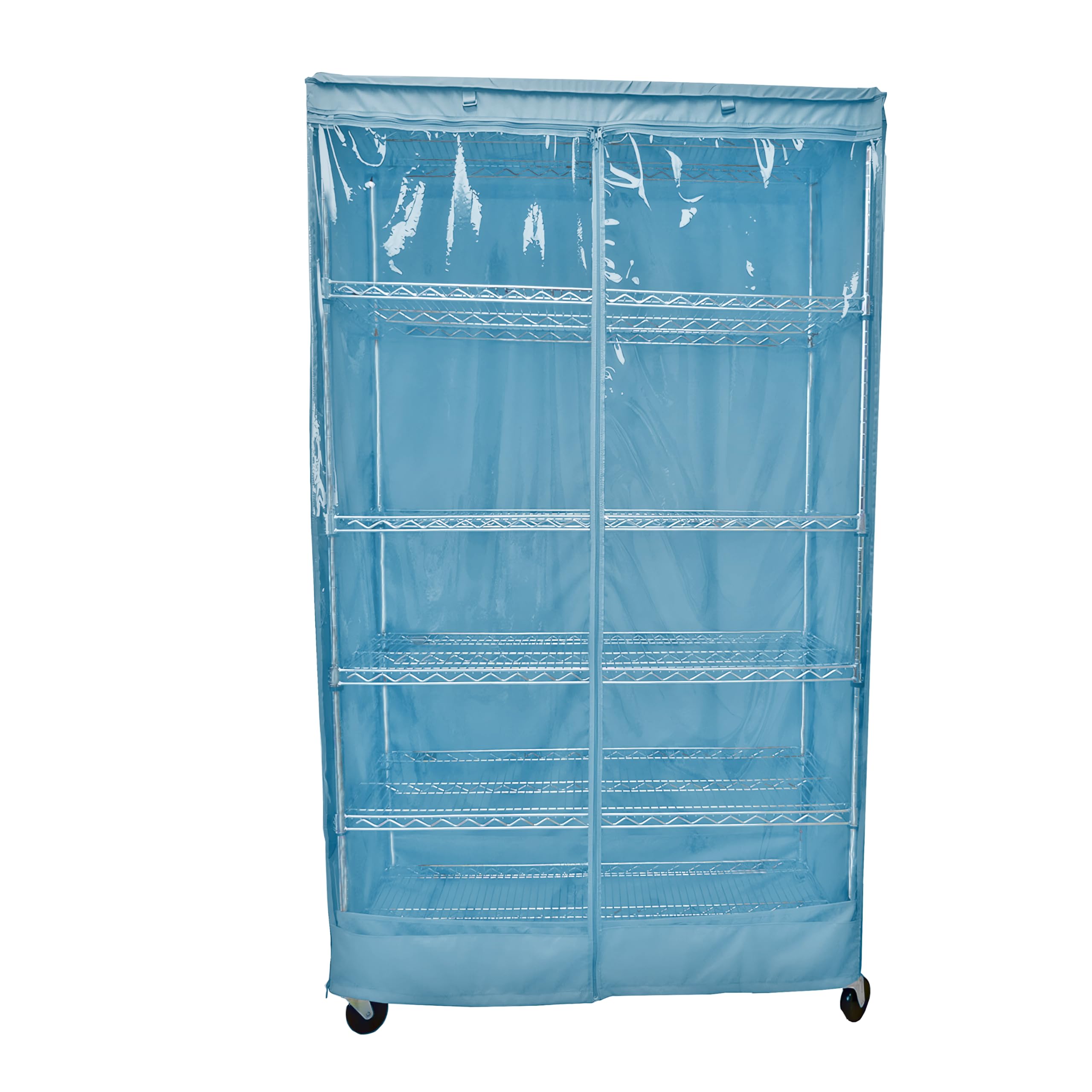 Formosa CoversStorage Shelving Rack Cover with One See Through PVC Panel in Color Glacier Blue (36" W x 18" D x 72" H)