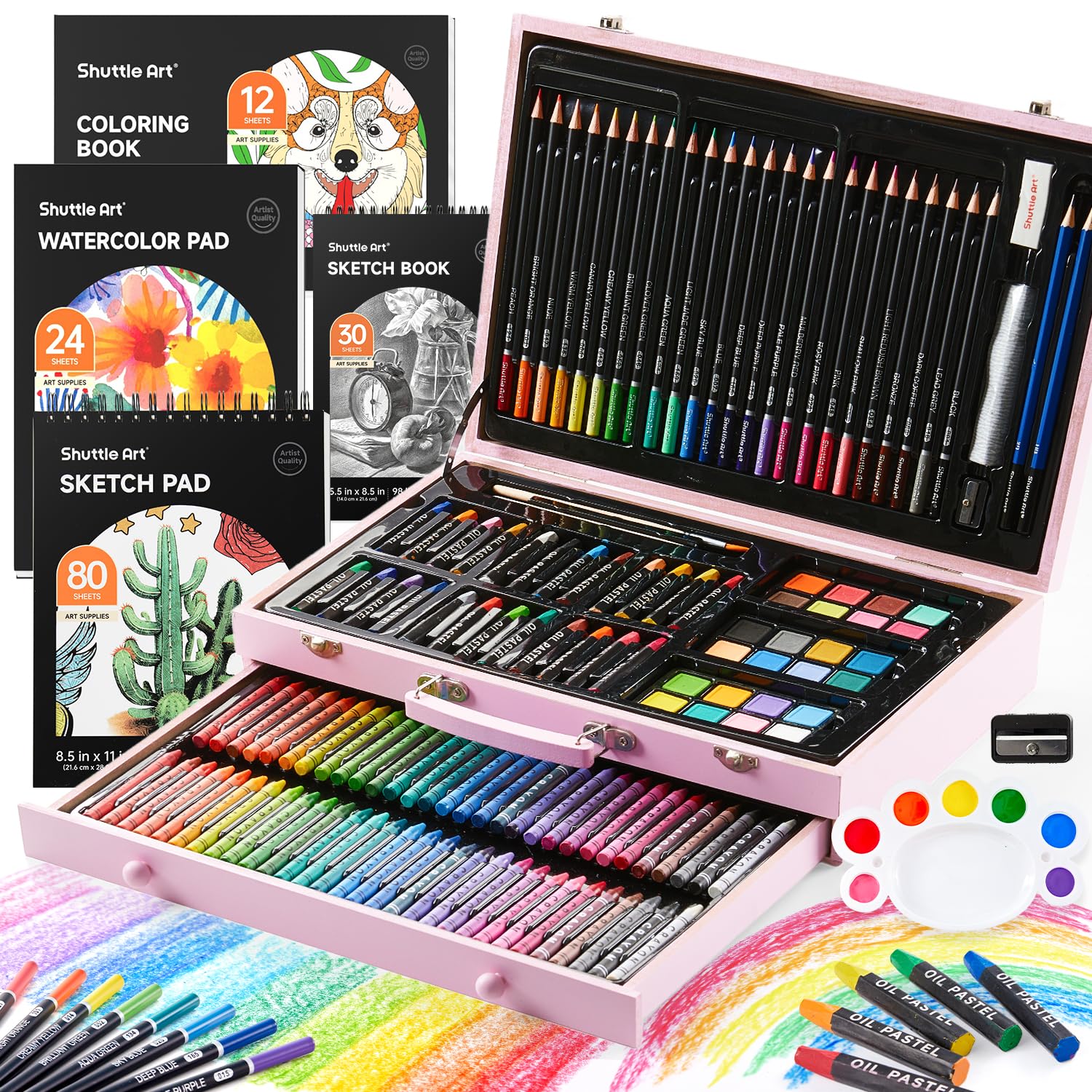 Shuttle Art 149 Piece Deluxe Art Set, Art Supplies in Wooden Case