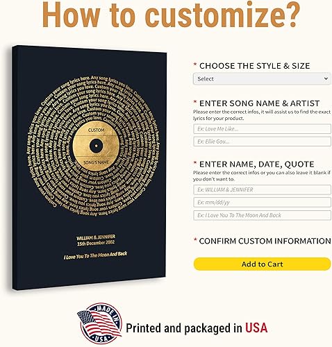 Vista 28 de VICILO Póster musical personalizado con letras de canciones, decoración sentimental perfecta, regalo de San Valentín para él, regalos de novio