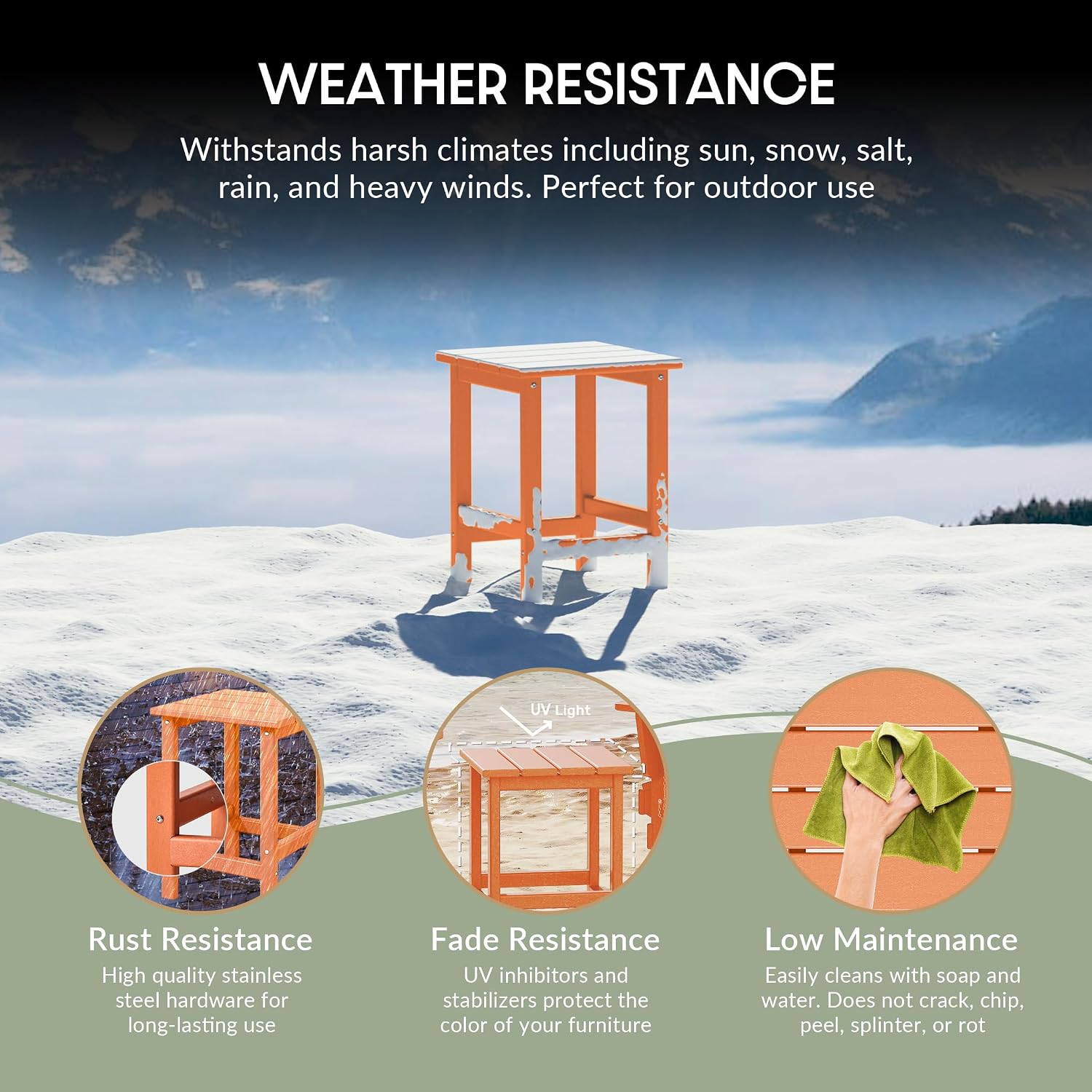 WestinTrends Malibu Square Outdoor Side Table for Adirondack Chair, Orange