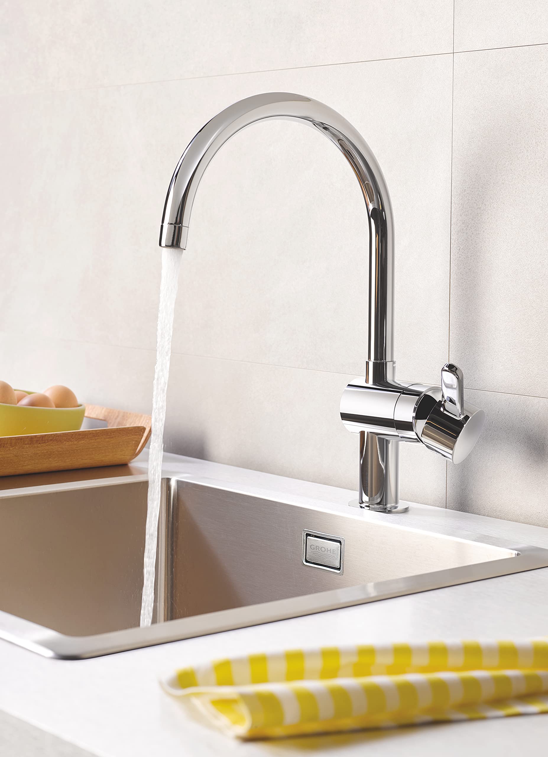 GROHE Robinet de cuisine évier Flair, zone rotation 360°, installation et nettoyage facile, conduit sans plomb et nickel, chromé, 32452000 (Import Allemagne)