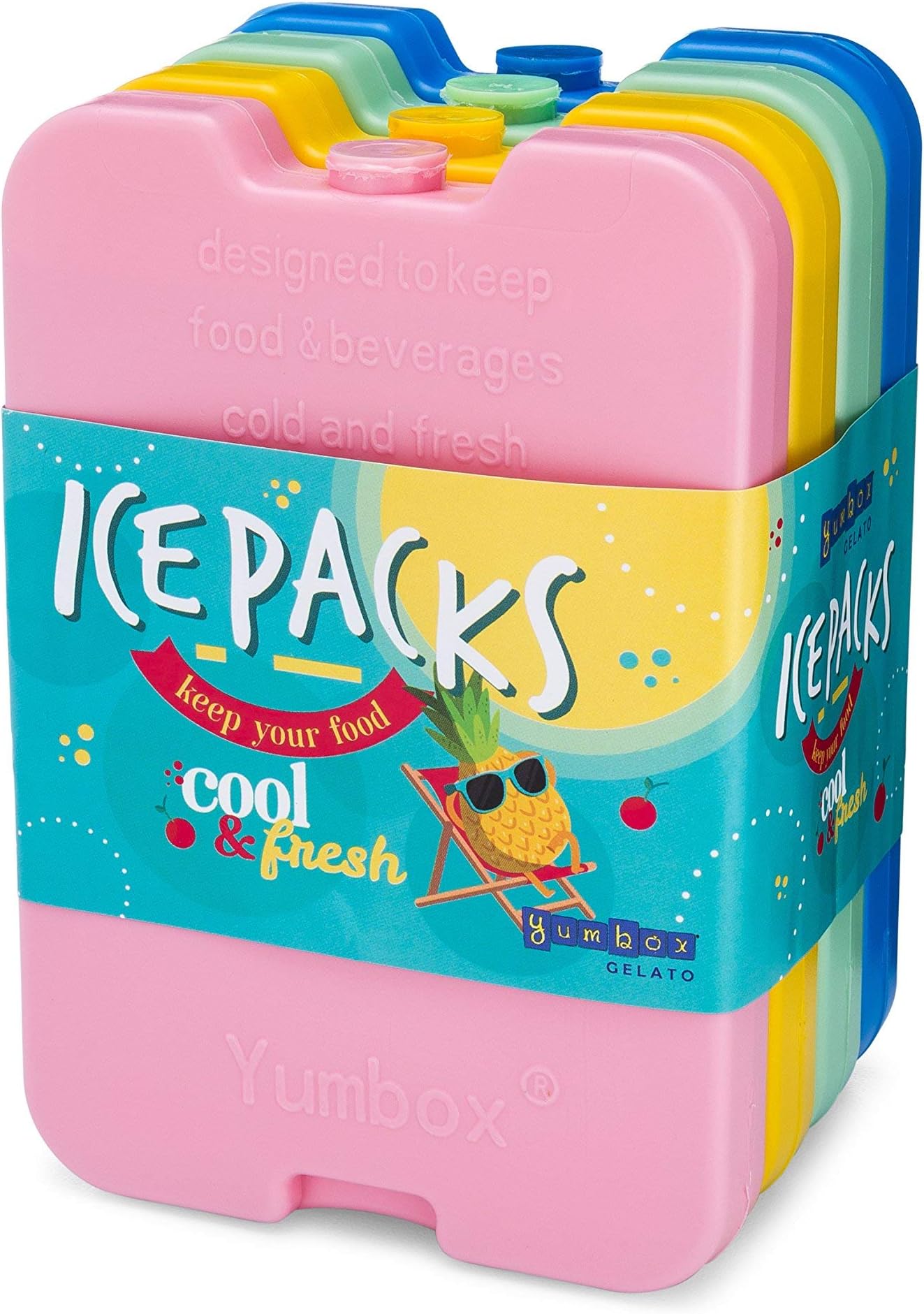 Yumbox Ice Packs - Set of 4 Multi - Cool Pack, Slim Long-Lasting Ice Packs - Great for Coolers or Lunch Box