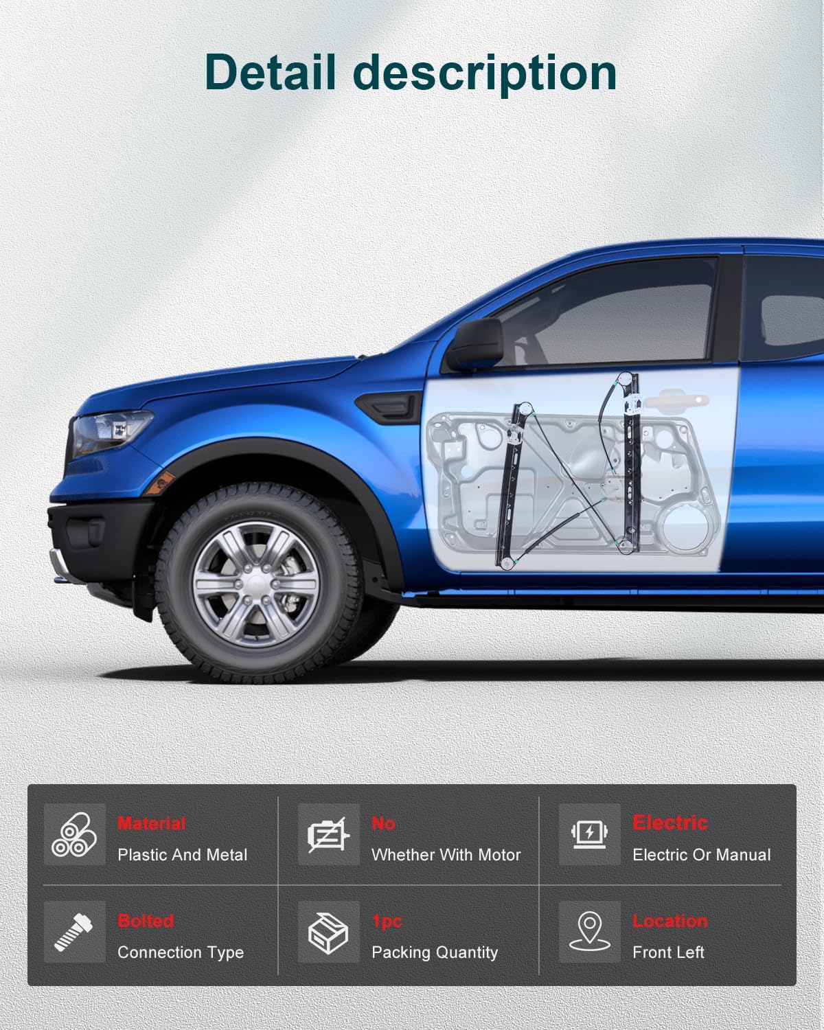 FINDAUTO Front Left Power Window Regulator Without Motor Fit for 2004-2010 for BMW X3