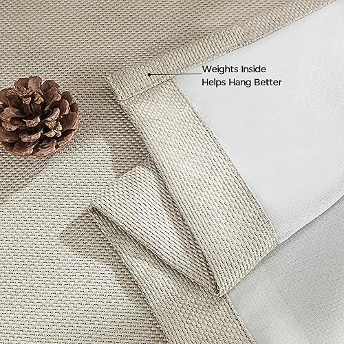 Miniatura 7 de Cortinas pesadas con textura de lino de 84 pulgadas de largo, juego de 2 cortinas de tratamiento de ventana de granja para dormitorio, sala de