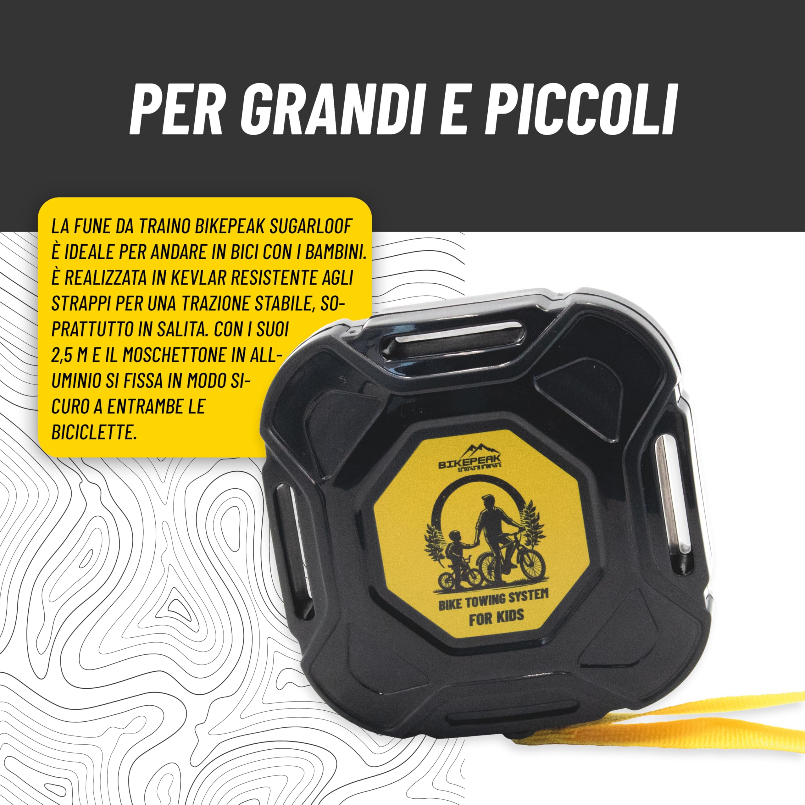 Cavo di traino per bicicletta 250 cm - Cavo per bambini, adulti e e-bike