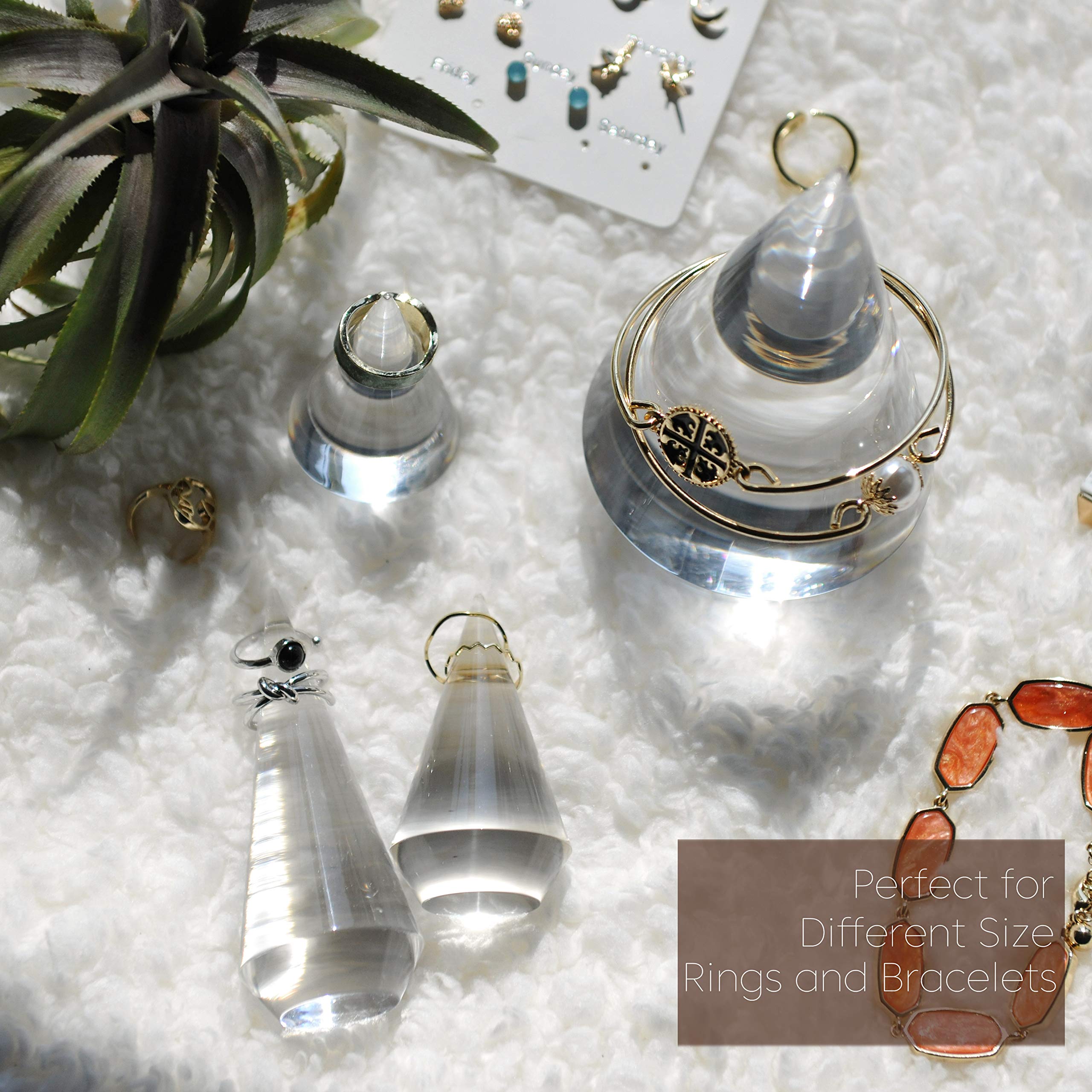 Ringhalter aus Acryl, kegelförmig, für Schmuck, Turm, Ringe, Aufbewahrung, Organizer, Ständer, transparent, 3 Stück