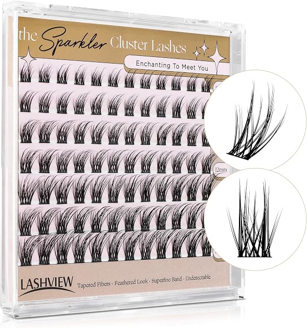 LASHVIEW Cluster Lashes,8-16mm DIY Eyelash Extensions,Cluster Eyelashes for Self-application Individual Lashes at Home,3D Rapid Soft and Lightweight-Style CDD03