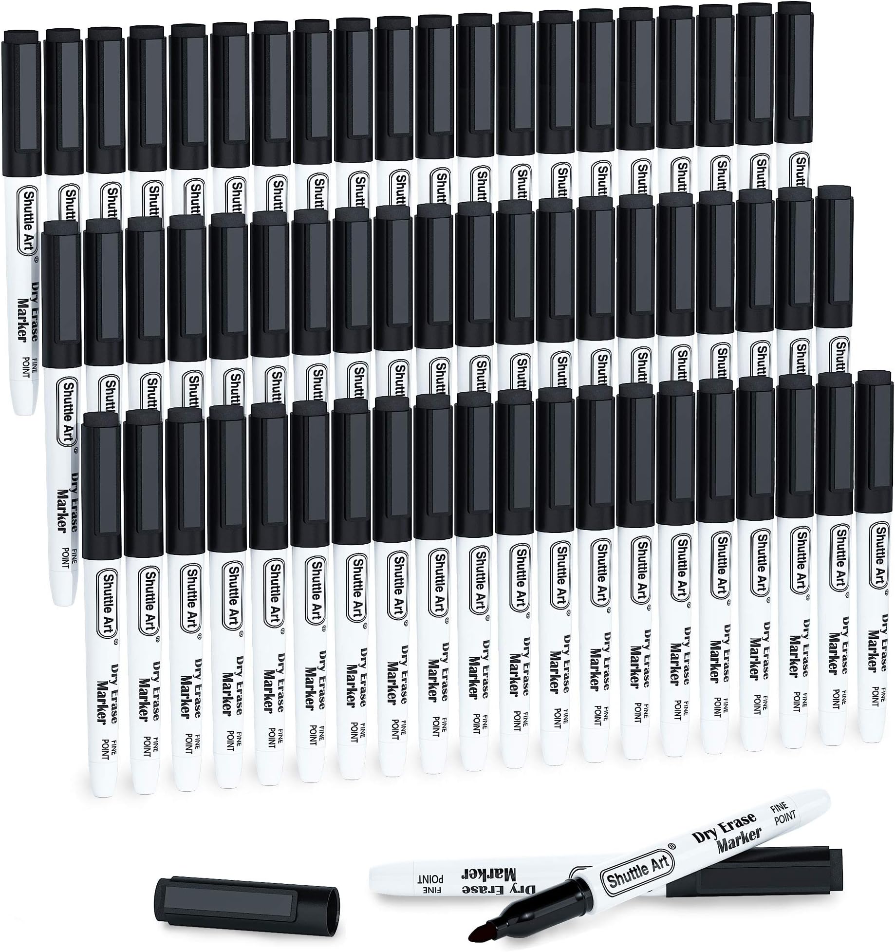 Shuttle Art Black Whiteboard Markers, 60 Pack Whiteboard Pens