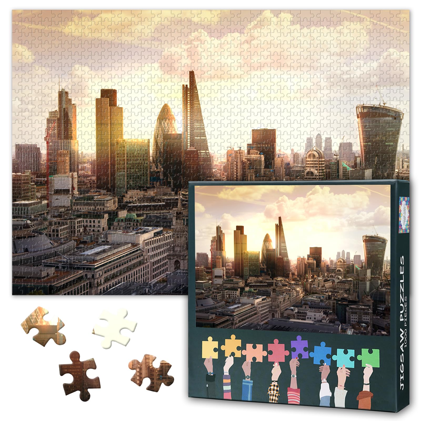 London Skyline Puzzles for Adults 1000 Pieces, London City Downtown Jigsaw Puzzles, Adult Puzzle for Adults, Educational Fun Games or Toys for Elders Friends 20X27 INCH