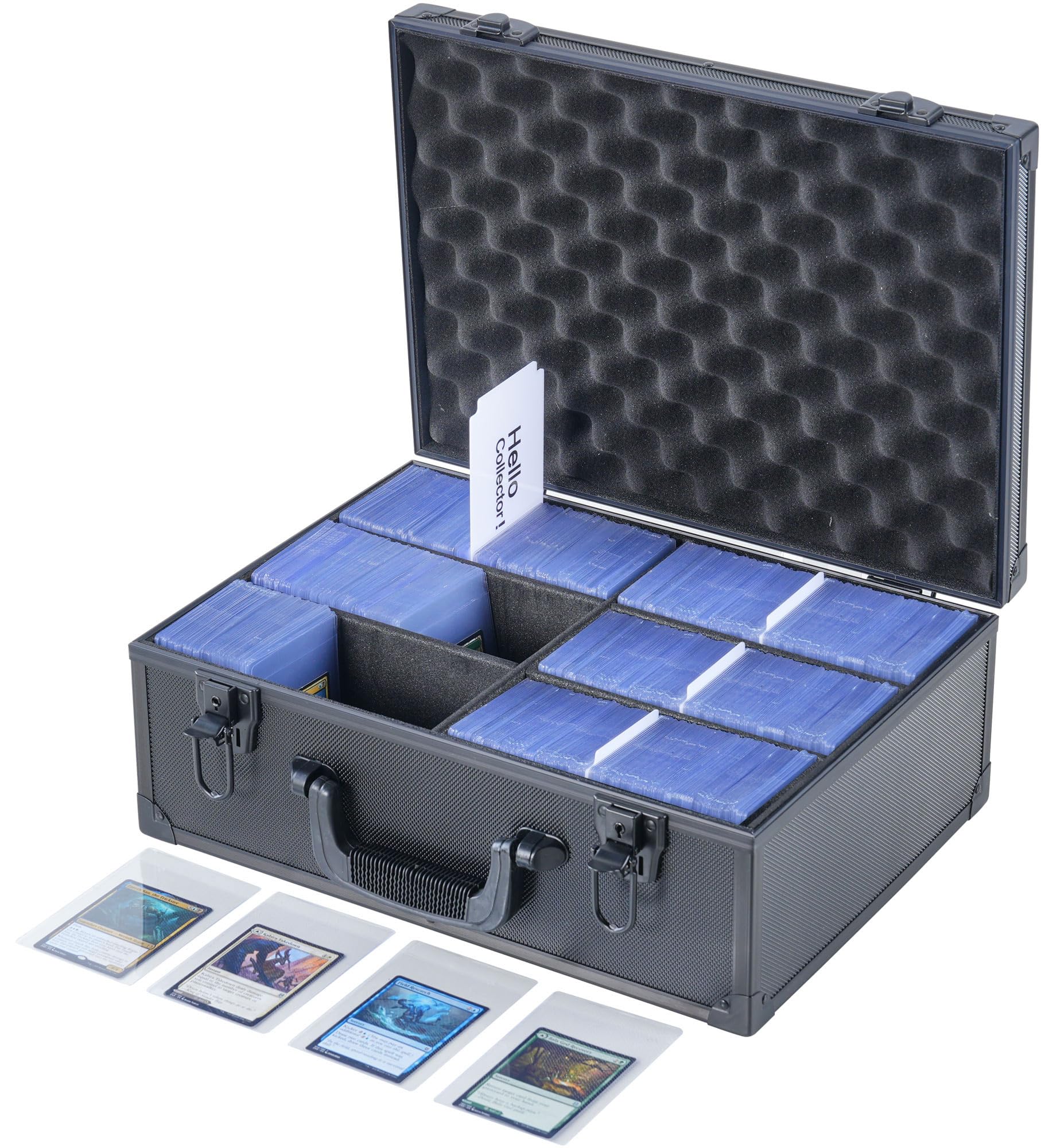 D DACCKIT Semi Rigid Card Holders Storage Box - Trading Card Box With Label & Dividers for Card Saver 1 - Holds 1800+ Semi Rigid Holders for Sports Cards