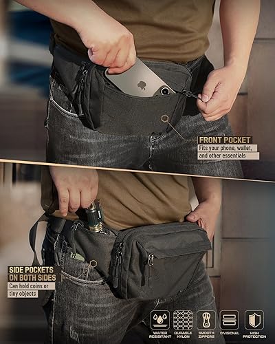 Miniatura 5 de Riñonera Táctica de Transporte Oculto, Riñonera CCW, Riñonera para Hombre, Bolso de Cintura Compacto para Senderismo, Riñonera EDC (Ajustable hasta
