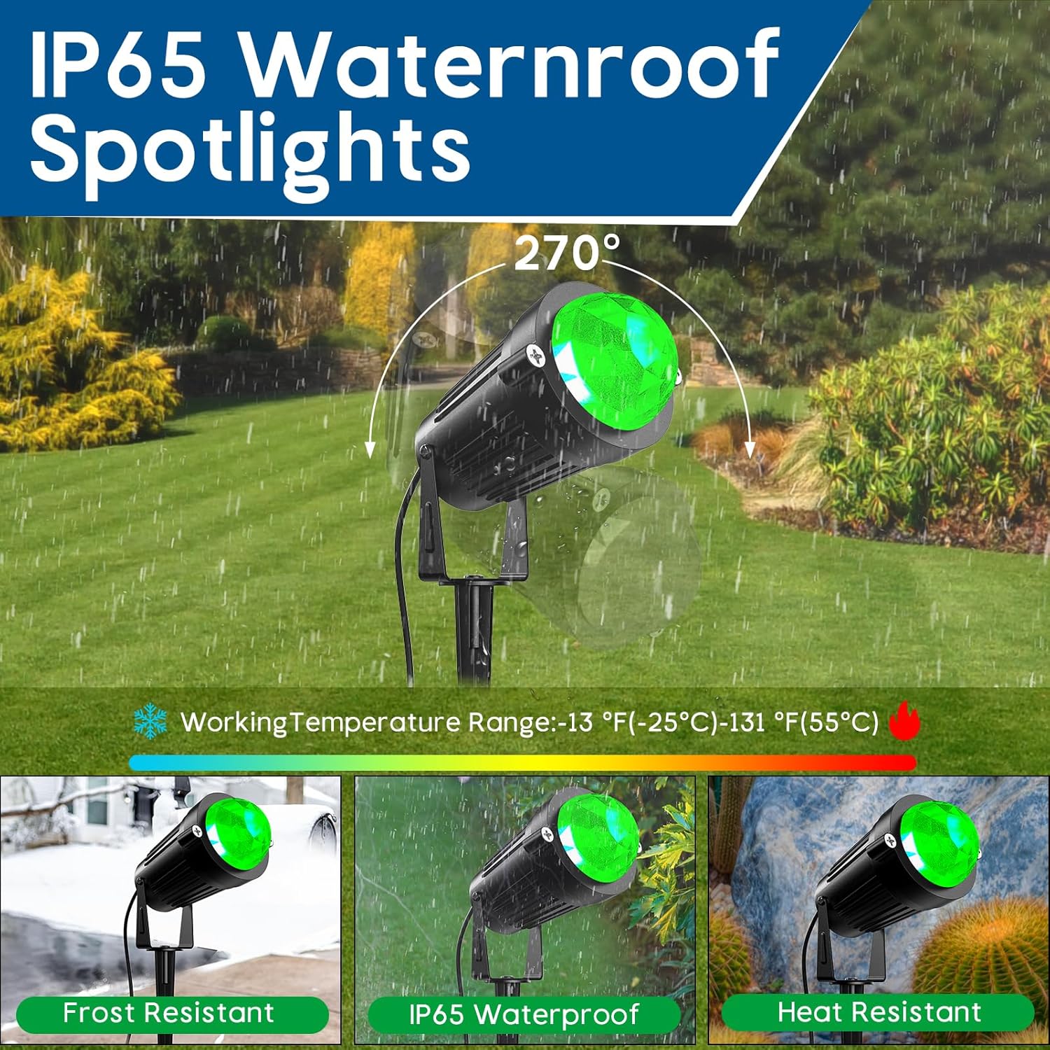 Christmas Halloween Outdoor Spotlight RGB Lights Projector, 12W Color Changing Landscape Lighting for Yard Garden Patio Decor, 4 Pack of 120V Waterproof LED Landscape Lights for Home Party Decorations