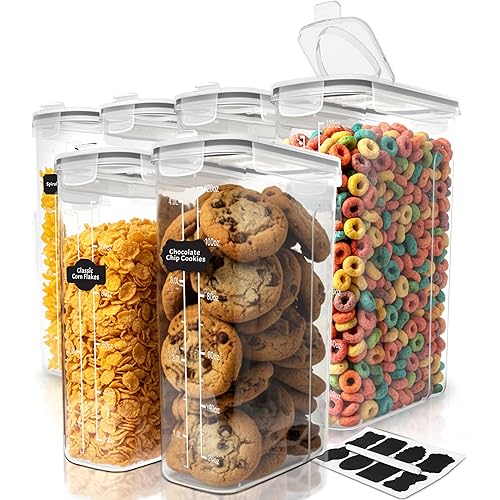 Utopia Kitchen Cereal Containers Storage Set – 6 Pack 4L(135.2 oz) Airtight Food Storage Containers with Lids, BPA-Free Cereal Dispensers for Pantry Organization and Storage (Clear)