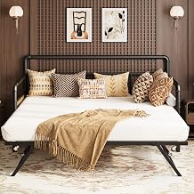 GarveeHome Daybed with Trundle, Twin Daybed with Pop Up Trundle Set,Black
