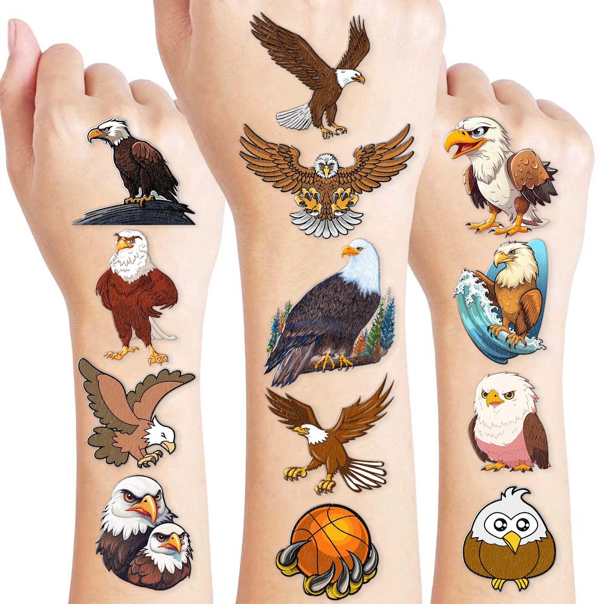 96 PCS Eagle Temporary Tattoos Pre-Cut for Kids Boys Girls