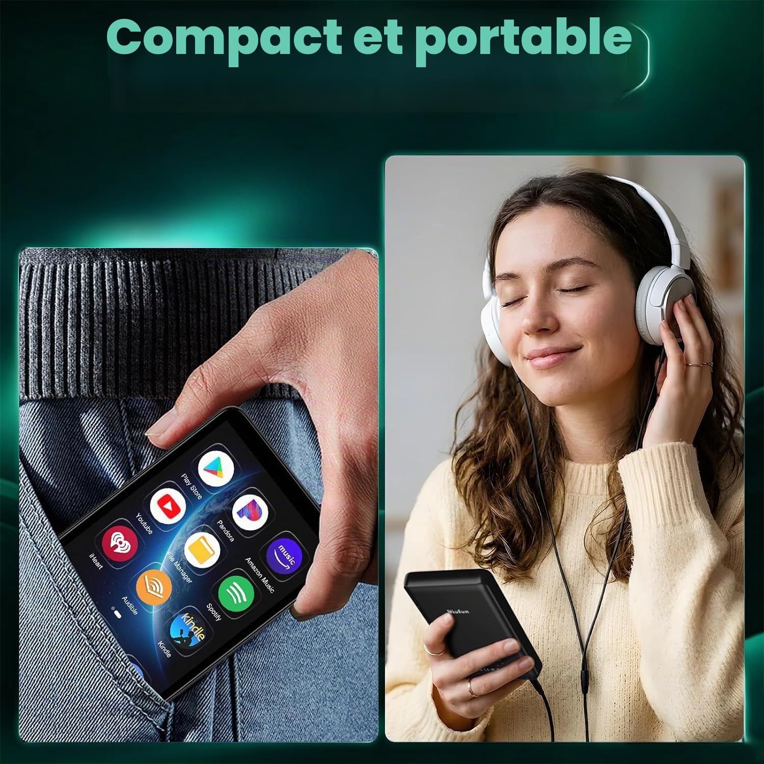 32 Go Lecteur MP3 avec Bluetooth et WiFi, Diofox M9 MP3 MP4 Player Android 13 OS, Amazon Music, Deezer, Audible, E-Book, Lecteur de Musique Portable HiFi à écran Tactile 4,02 Pouces Spotify - Noir