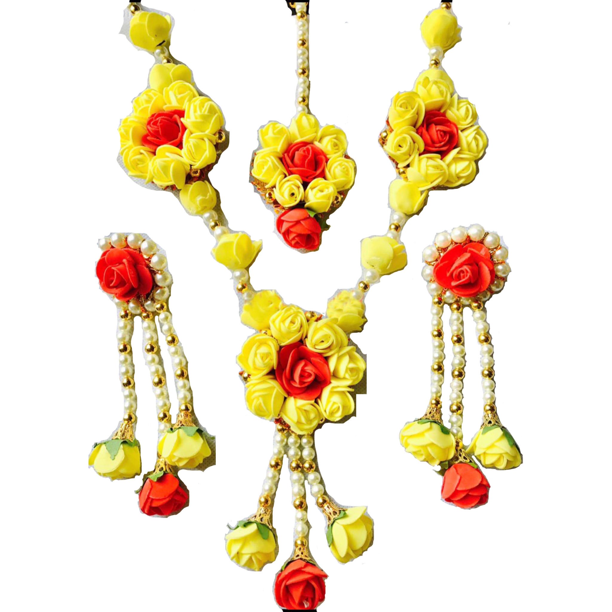 Bharat Sales Gota Patti yellow colour Jewellery Set make your Wedding/haldi/pre-wedding/mehandi/engagement attire more gorgeous