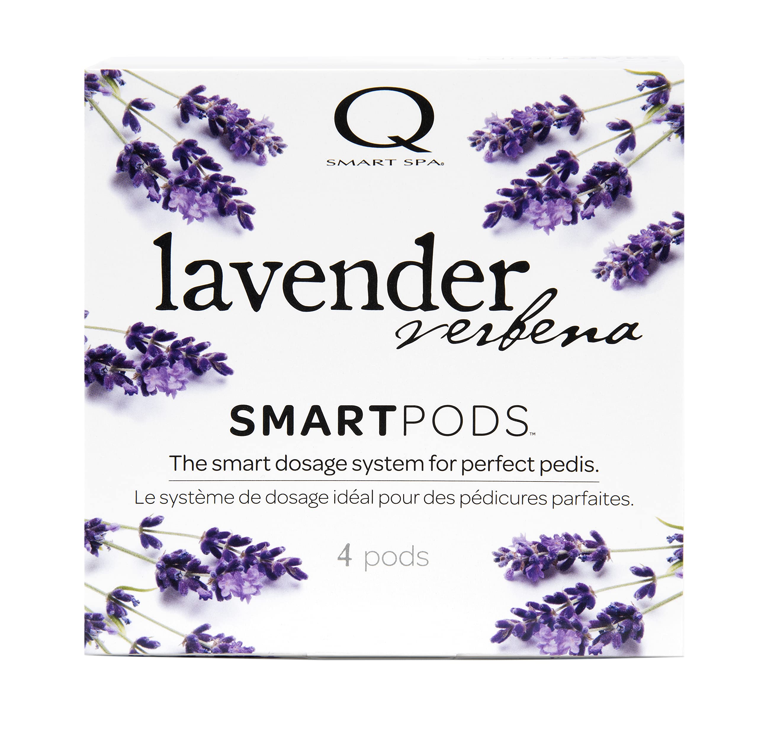 Qtica Perfect Pedicure Set 4 Step System Kit including Smartpods of Fresh Soak, Sugar Scrub, Moisture Mask, and Luxury Lotion (Lavender Verbena)