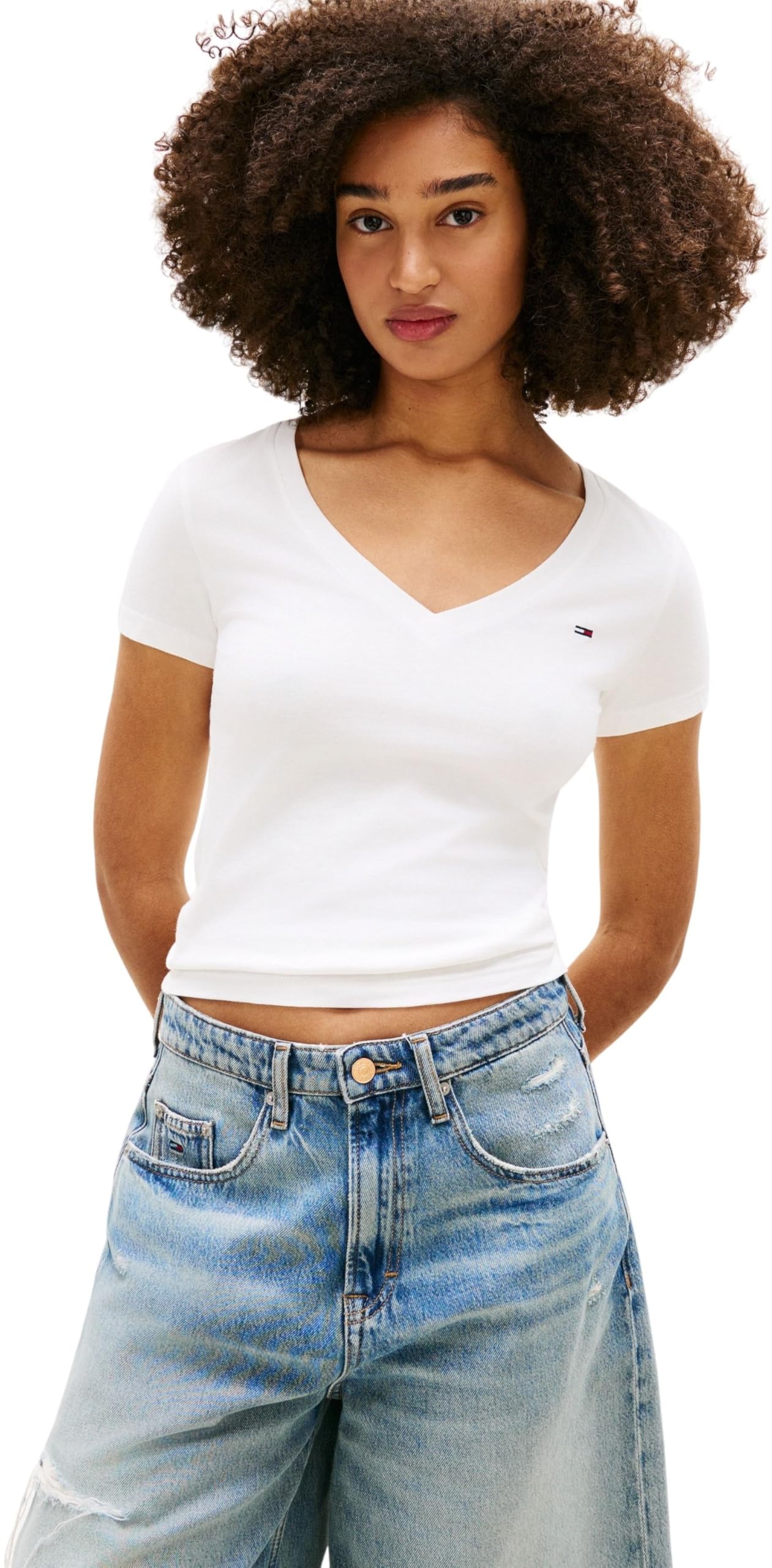 Tommy Jeans Tjw 3pack V-Neck tee Dw0dw23005 Camiseta S/S Mujer (Pack de 1)