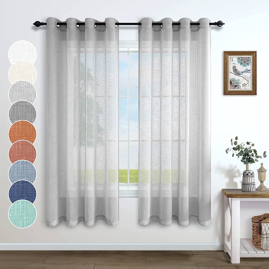 Amazon｜グレーカーテン 長さ63インチ キッチン用 2パネルセット