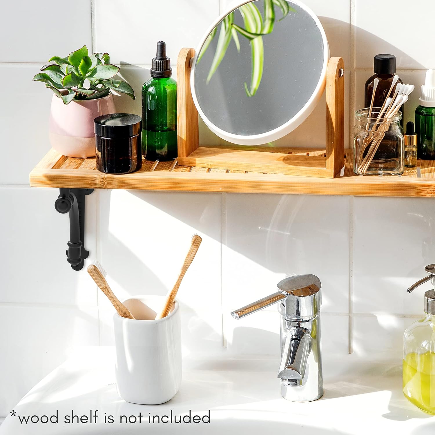 Decorative Shelf Brackets Black Metal Cast Iron Rustic Farmhouse Shelf Bracket Wall Bracket for Shelves : Tools & Home Improvement