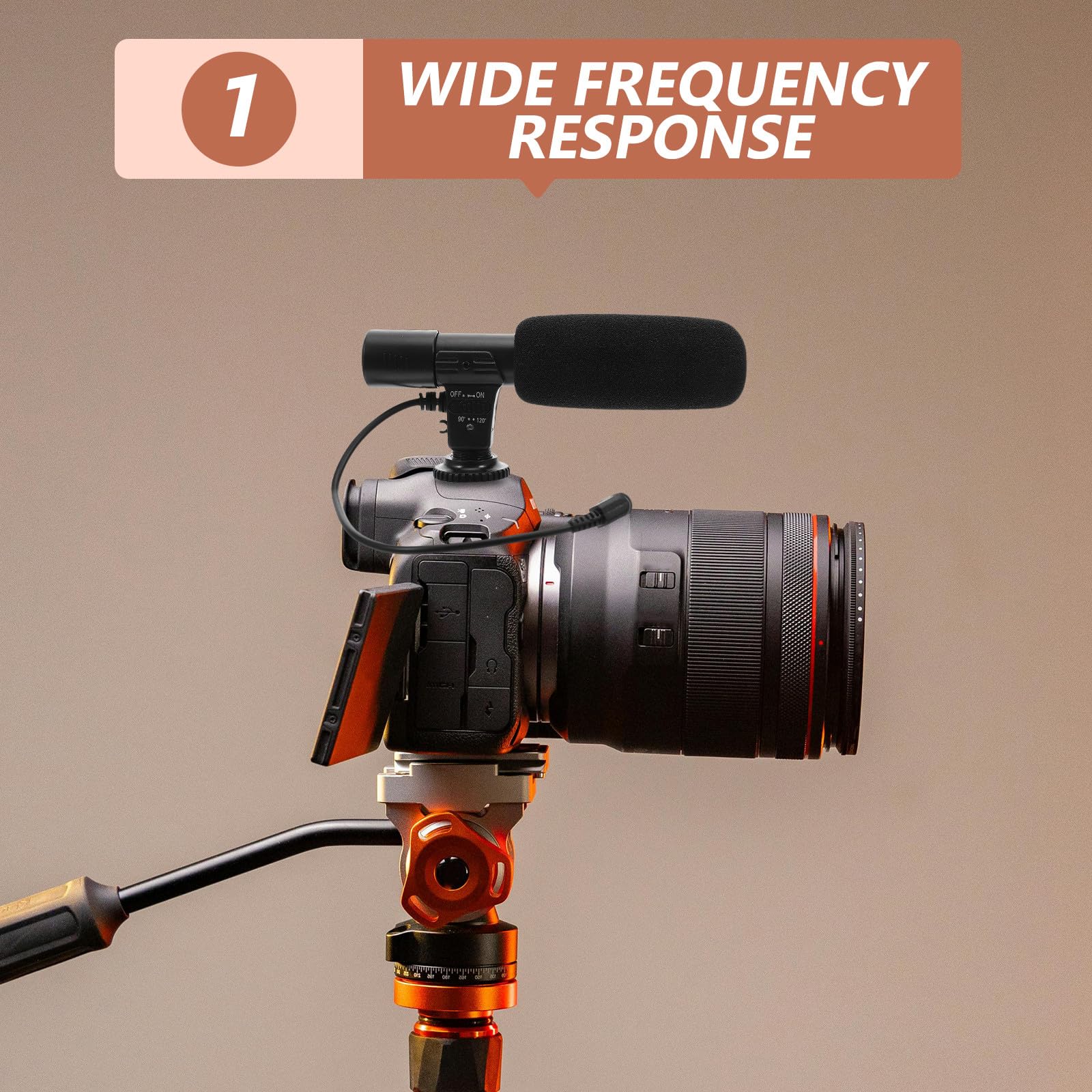 Micrófono Profesional para Videocámara y Teléfono, Alta Sensibilidad Estéreo, Ángulo de 90/120 Niveles para Grabación Clara y Precisa