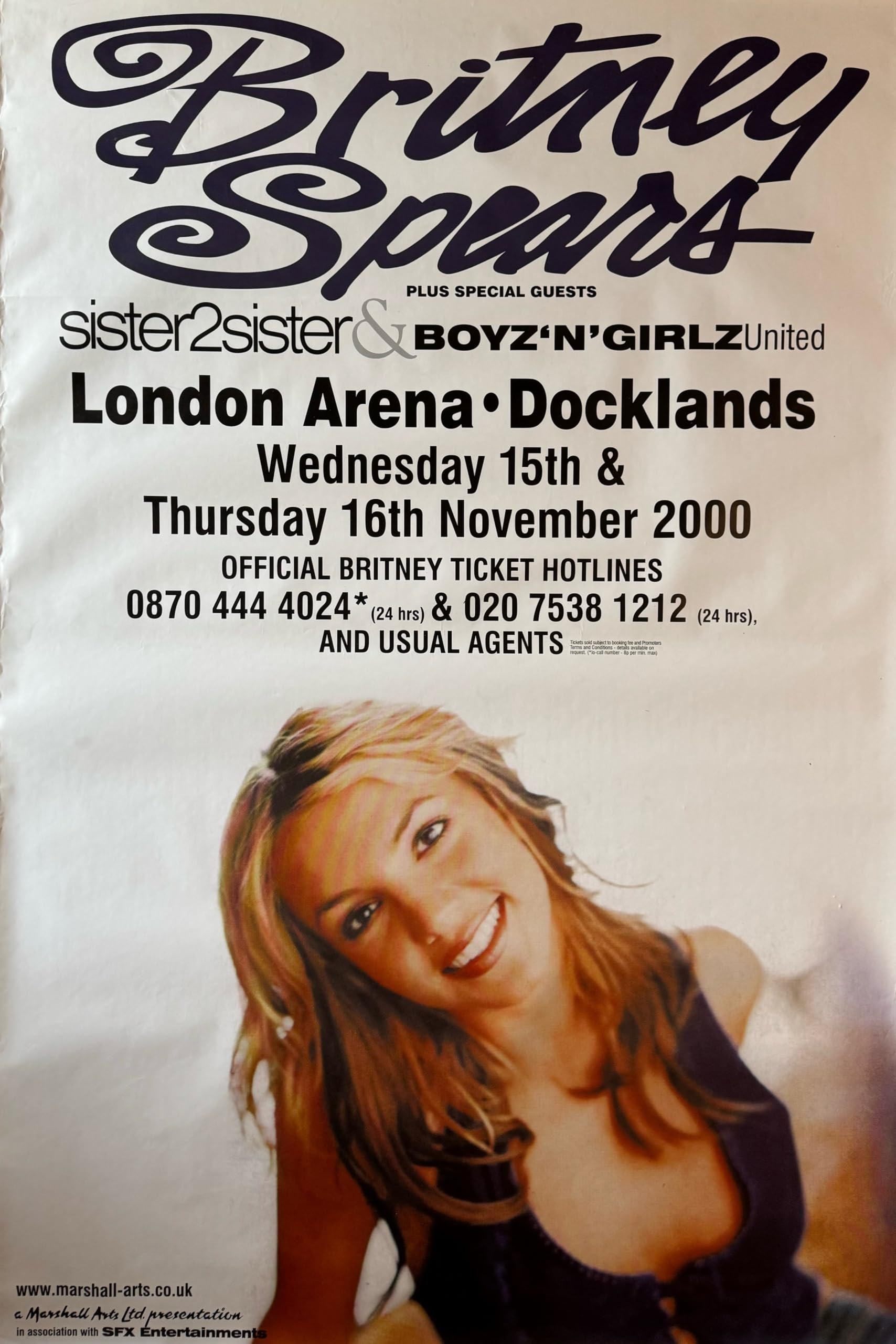 Affiche Britney Spears Concert Londres 2000 - Souvenir Pop Iconique