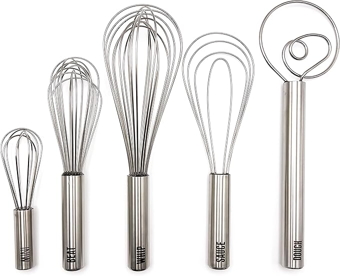 Tovolo Stainless Steel 6" Mini Whisk, 8" Beat Whisk, 10