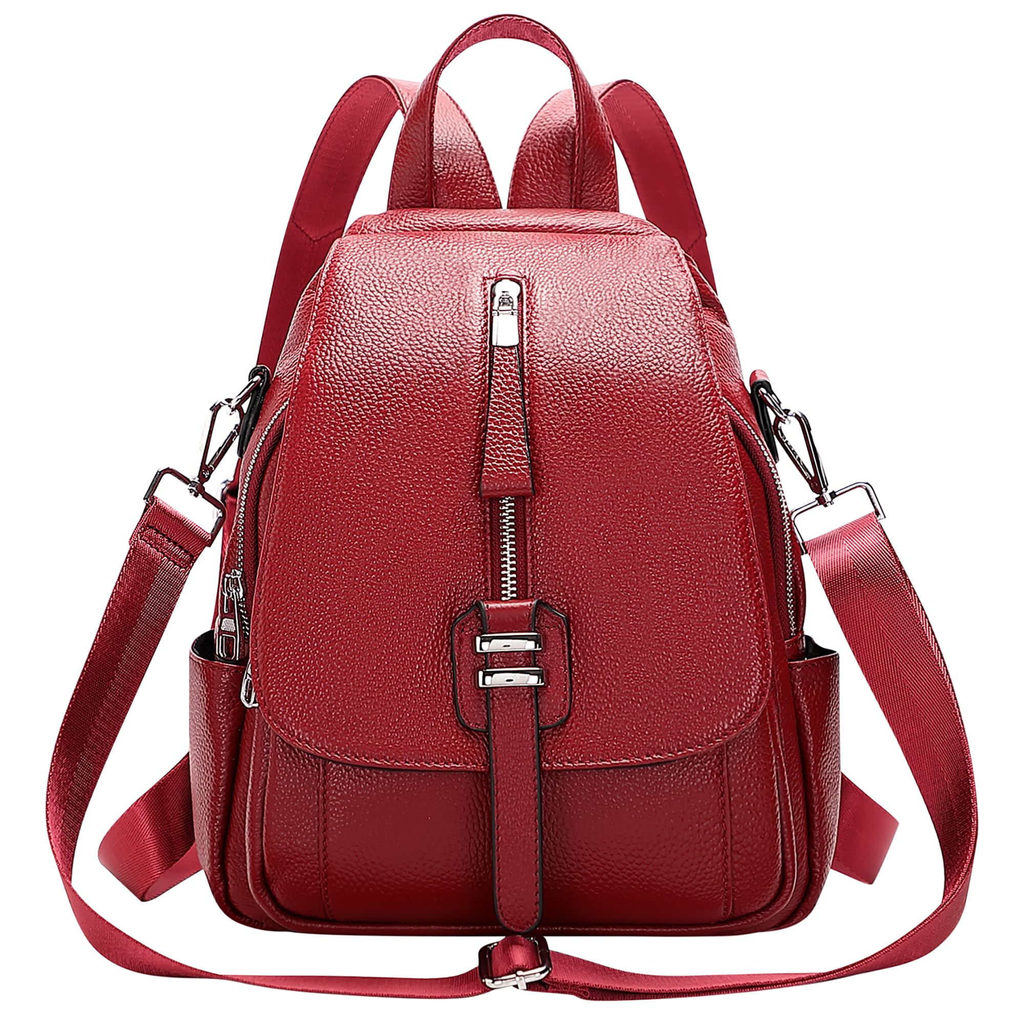 ALTOSY Genuine Leather Backpack for Women Purse with Buckle Flap