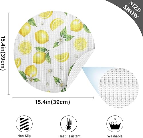 Miniatura 3 de Watercolor Lemons Placemats Set, Non Slip Heat Resistant Table Mats for Kitchen one sizex4