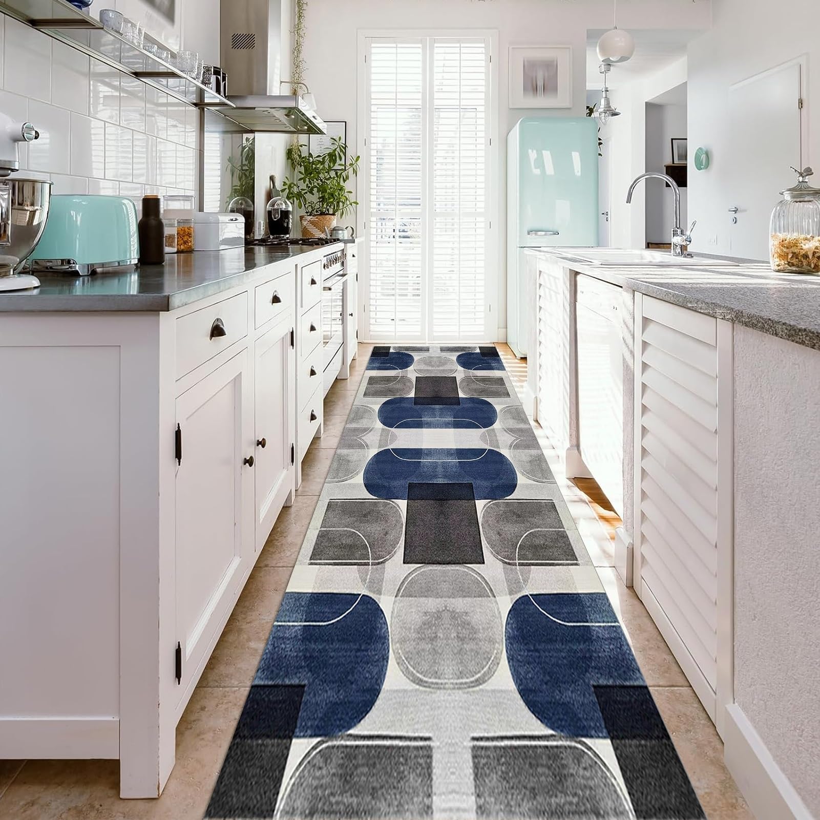 Alfombra de pasillo lavable de 100-600 cm para interior de cocina y lavandería